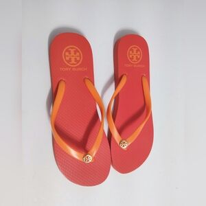 New. Tory Burch Red and Orange Flip Flops. Size 8M US.